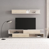 Set mobilier living cu spatiu de depozitare Brick, Lemn, Sonoma-Crem, 240x40x51 cm