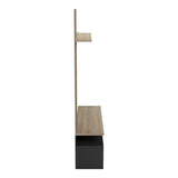 Set mobilier living cu spatiu de depozitare Perlento, Lemn, Negru și Sonoma, 140x41x220 cm