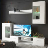 Set mobilier living modern Saleto, lemn, Alb, 230x39x202 cm