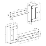 Set mobilier living modern Saleto, lemn, Alb, 230x39x202 cm