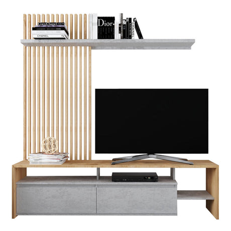 Set mobilier living Neo, functional, Stejar-Gri, 190x40x200 cm