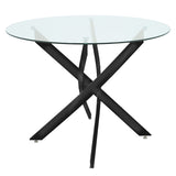 Set Mobilier pentru sufragerie cu Mese din Sticlă Antoro, Sticlă/Metal, Masă, Negru, D100x75 cm
