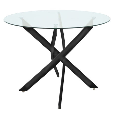 Set Mobilier pentru sufragerie cu Mese din Sticlă Antoro, Sticlă/Metal, Masă, Negru, D100x75 cm