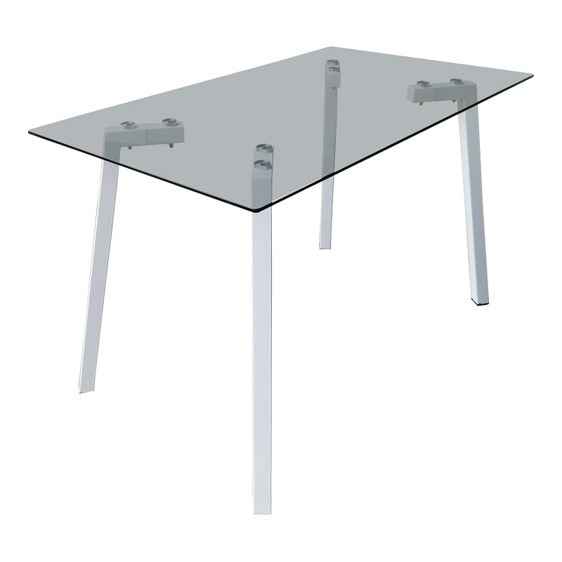 Set mobilier sufragerie cu scaune Ariadne albe și masă Titta din sticlă, Metal/Sticlă, 120x70x75 cm