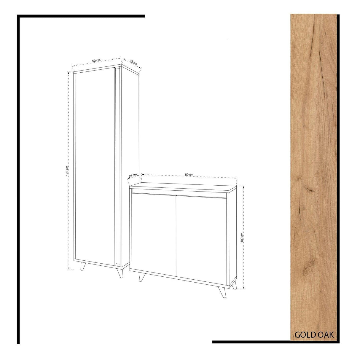 Set Pantofar Omninde, Stejar, 80x35x100 cm