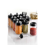 Set recipiente pentru condimente Kosova, Sticla, 300 ml, 12 bucati, Lingura, Transparent, 6.5x6.5x13 cm