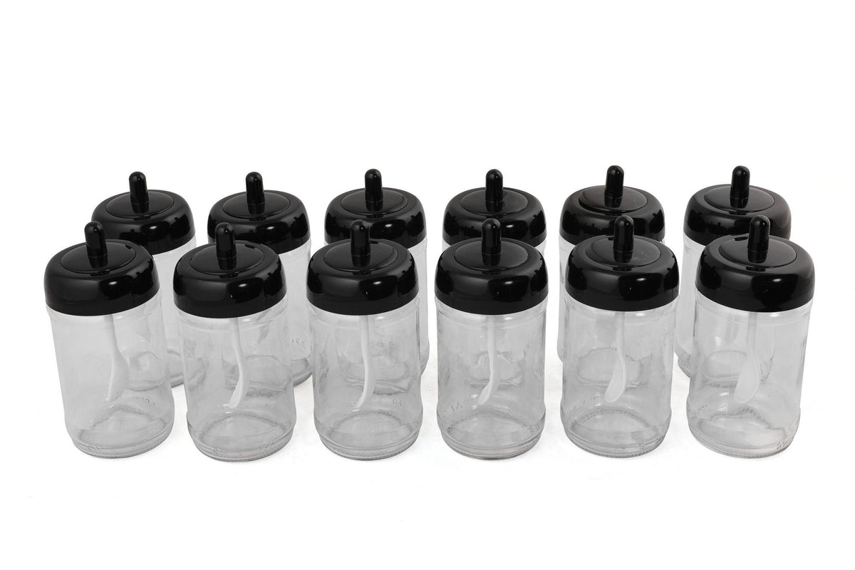 Set recipiente pentru condimente Kosova, Sticla, 300 ml, 12 bucati, Lingura, Transparent