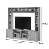Set TV cu spatiu de depozitare Ambera, Lemn, Sonoma, 200x40x171 cm