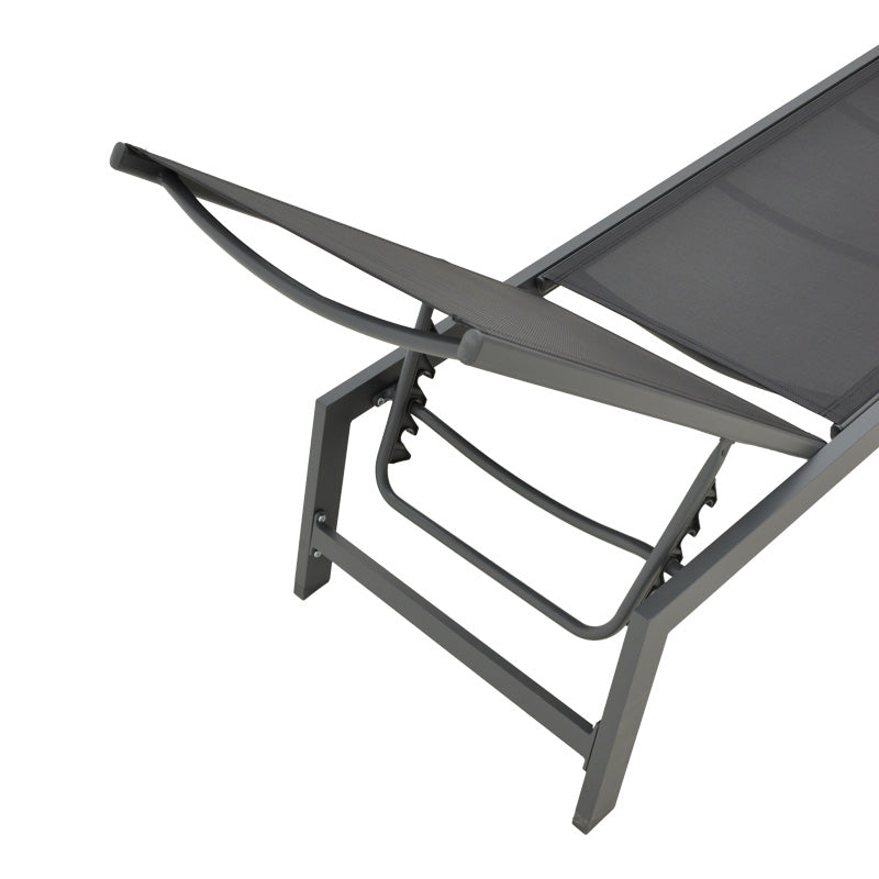 Sezlong Boka, Aluminiu si textilena, 60x192x31 cm - Negru
