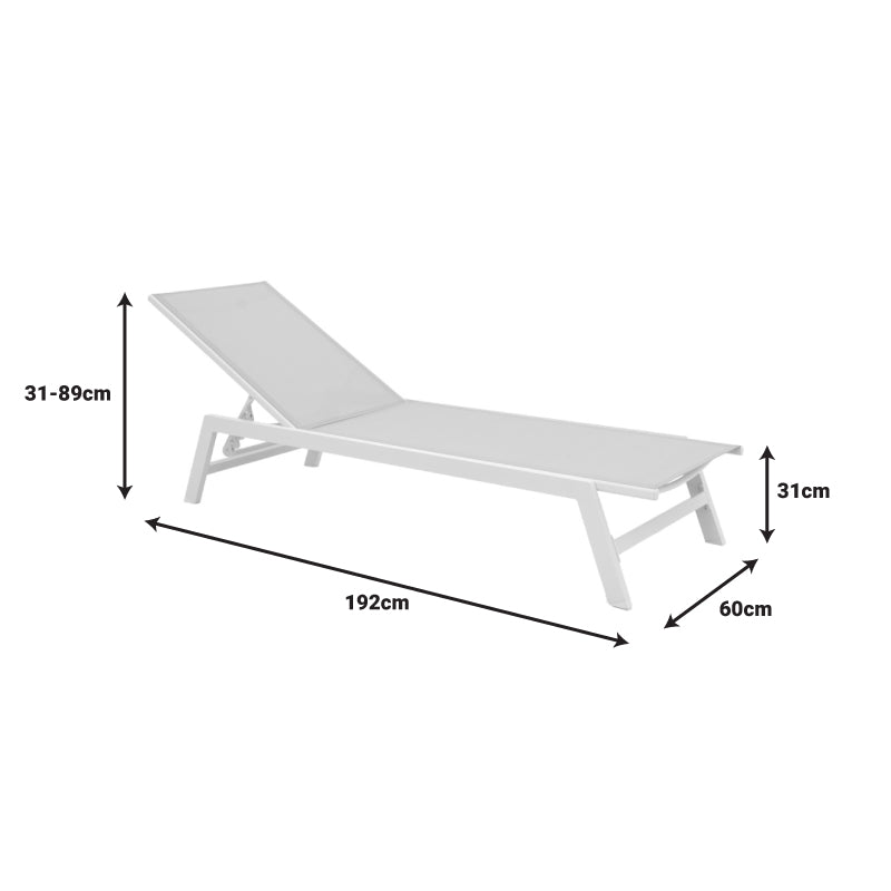 Sezlong Boka, Aluminiu si textilena, 60x192x31 cm - Negru