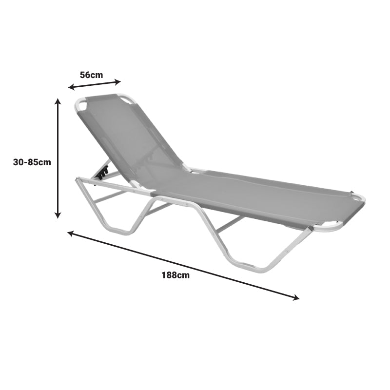 Sezlong Dessie pliabil aluminiu plasa, 56x188x30 cm - Albastru