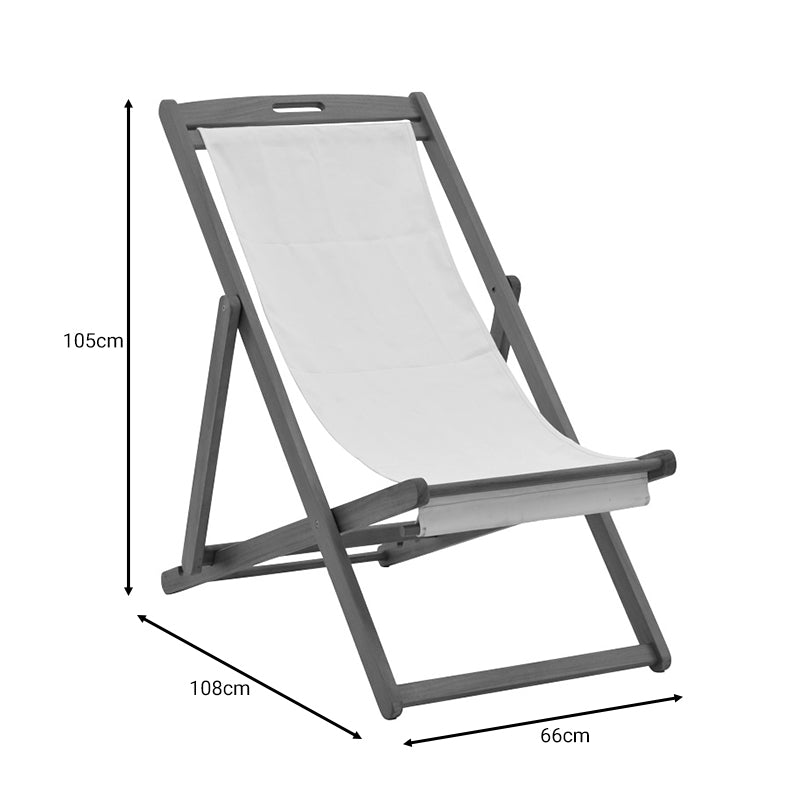 Sezlong Franclow lemn de salcâm pvc Panza, Natural alb, 66x108x105 cm, foto produs 6