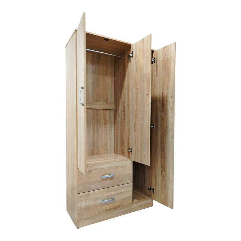 Dulap Athos cu 3 usi si 2 sertare, 90x42x180 cm - Stejar