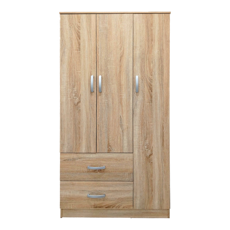 Dulap Athos cu 3 usi si 2 sertare, 90x42x180 cm - Stejar