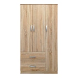 Dulap Athos cu 3 usi si 2 sertare, 90x42x180 cm - Stejar