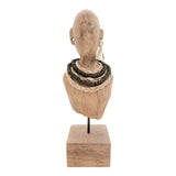 Statueta Ebia bust lemn de mango metal, nuc, 17x12x44 cm