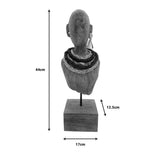 Statueta Ebia bust lemn de mango metal, nuc, 17x12x44 cm