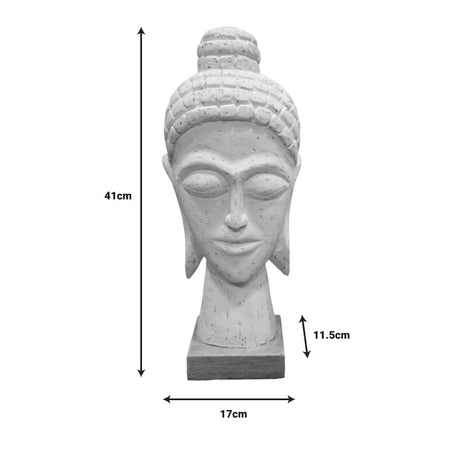 Statueta Wevi bust Buddha alb lemn mango, 17x11x41 cm