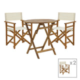 Sufragerie Bistrual-Carpuva set 3 rabatabile lemn masiv de salcam, Natur, D70x74 cm