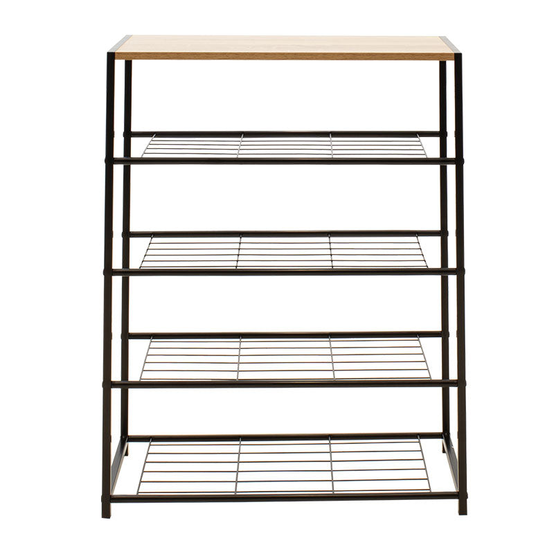 Suport Pantofi Ramon 12 Perechi Stejar Modern Cu Cadru metalic, Negru, 63x30x83 cm, detaliu produs