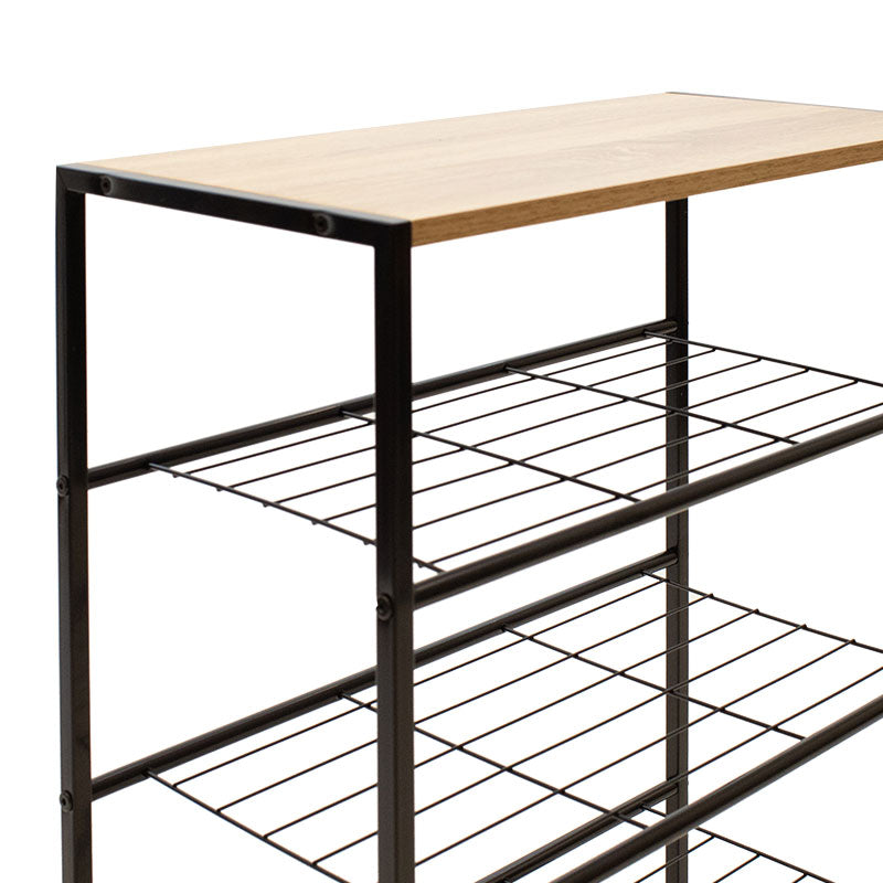 Suport Pantofi Ramon 12 Perechi Stejar Modern Cu Cadru metalic, Negru, 63x30x83 cm, perspectiva suplimentara
