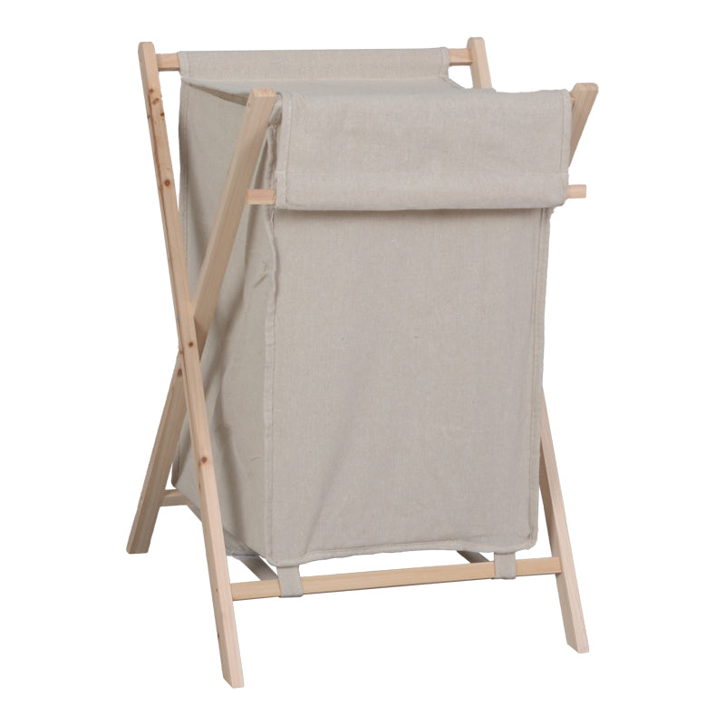 Suport rufe cu funcție de depozitare Lonerte, stil natural, lemn și material textil, bej, 44x41x64 cm