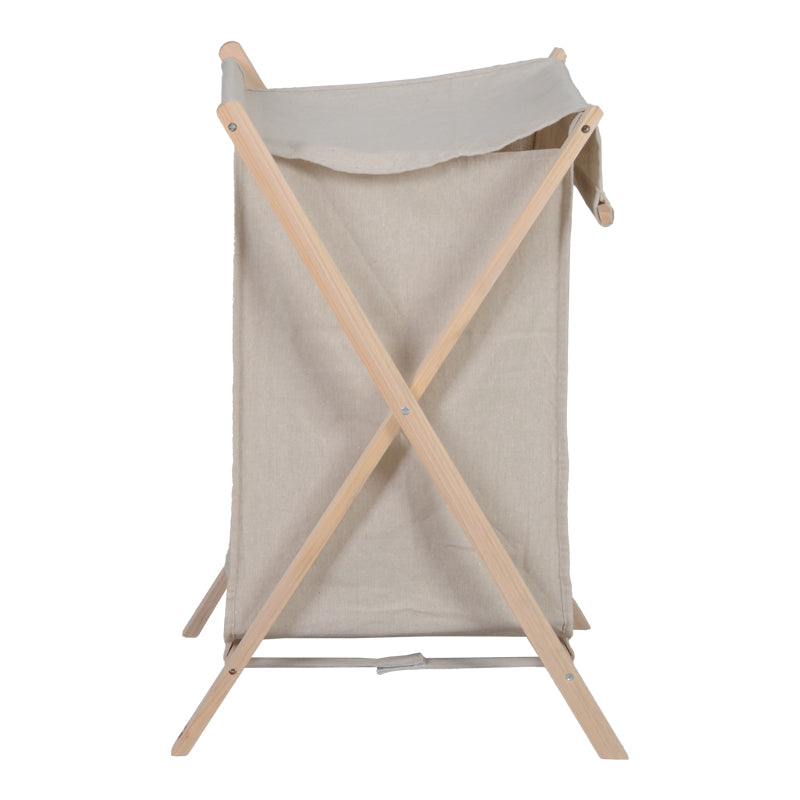 Suport rufe cu funcție de depozitare Lonerte, stil natural, lemn și material textil, bej, 44x41x64 cm