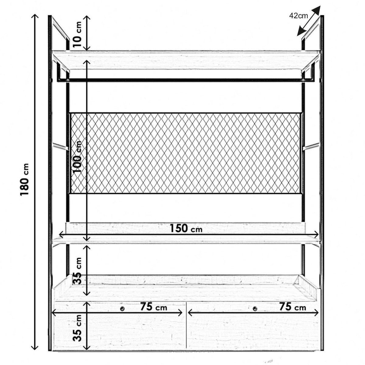 Suport/Stander Umerase Trend Fileli L605, Crem, 42x180x150 cm