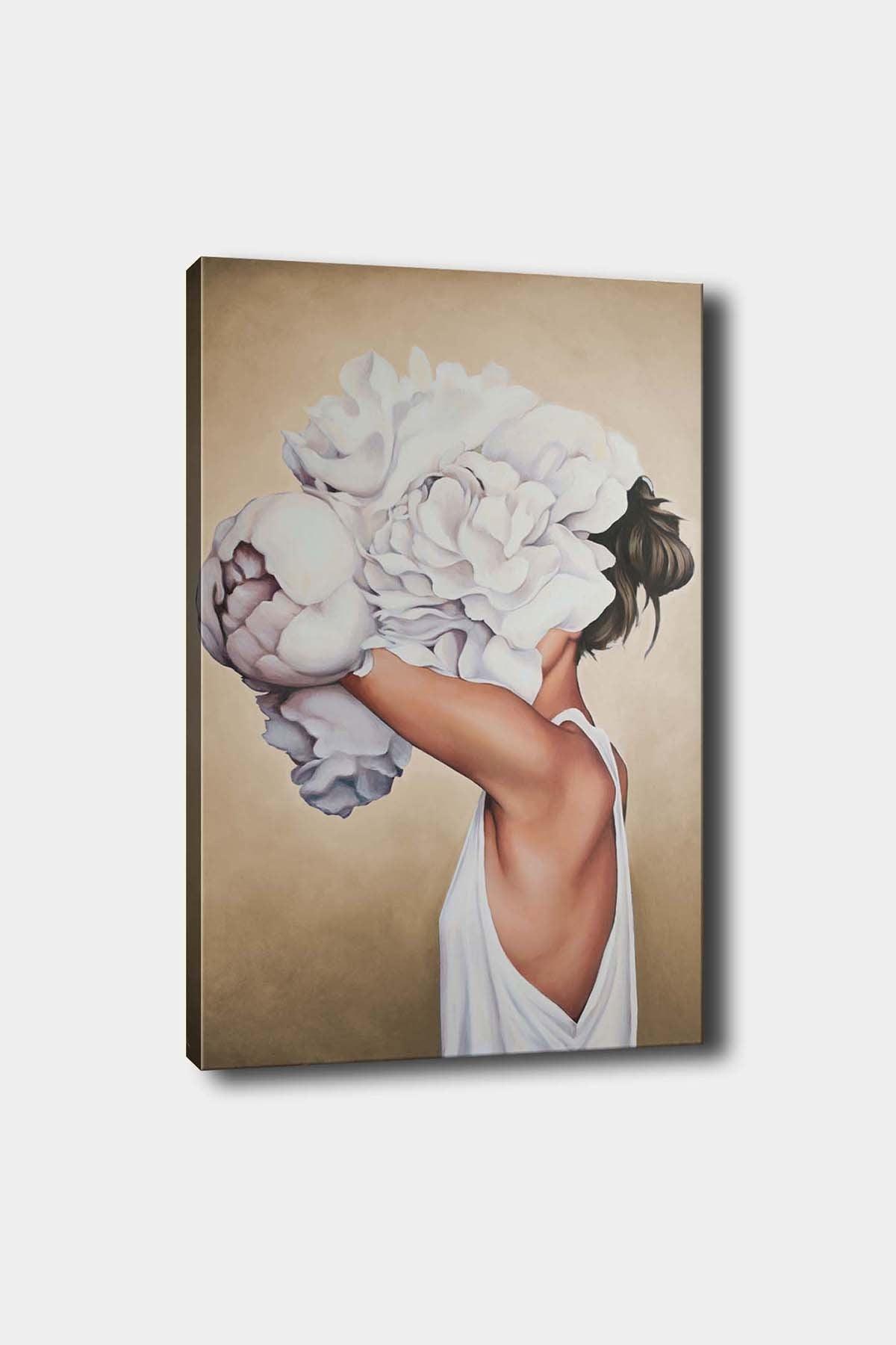 Tablou Canvas Bujor Alb, Multicolor, 70 x 50 cm