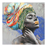 Tablou canvas cu efect 3D Africana, Pânza, Multicolor, 100x100 cm
