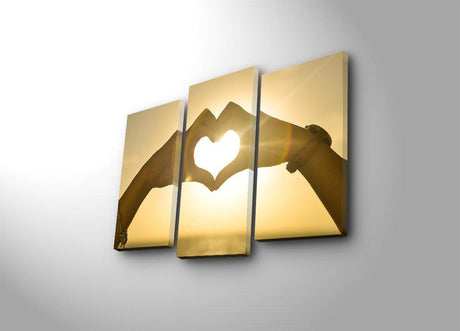 Tablou Canvas cu Led Hand Heart, Multicolor, 66x45 cm