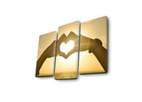 Tablou Canvas cu Led Hand Heart, Multicolor, 66x45 cm