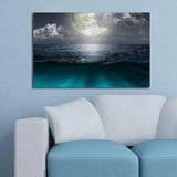 Tablou Canvas cu Led Moon fara Priza, Multicolor, 70x45 cm