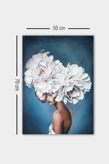Tablou Canvas Flowers Alb, Albastru, 70x50 cm