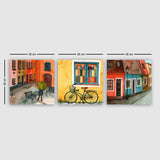 Tablou Canvas Strazi Sighisoara, 3 bucăți, Multicolor, 30x90 cm
