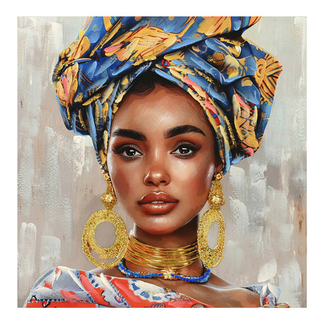Tablou Canvas Turban 3D, Pânza, Multicolor, 80x80 cm