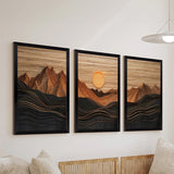 Tablou de canvas Wall art în frame Peaky triptyque cu digital print, Multicolor, 33x48 cm