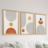 Tablou de canvas Wall art în frame Temora triptyque cu digital print, Multicolor, 33x48 cm