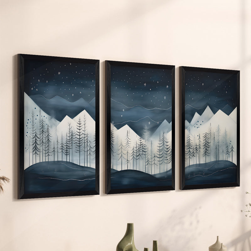Tablou de canvas Wall art în frame Wavy triptyque cu digital print, Multicolor, 33x48 cm