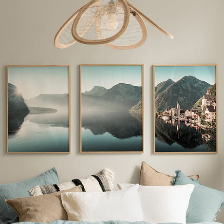 Tablou decorativ în rama Vynelle, triptic, Lemn, Multicolor, 33x48 cm