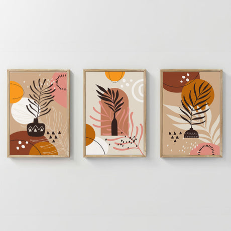 Tablou în rama cu imprimeu digital Nyxen, Triptych, Multicolor, 33x48 cm