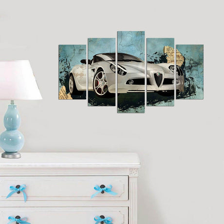 Tablou MDF ( 5 buc ) Alfa Romeo, Multicolor, 60x110 cm