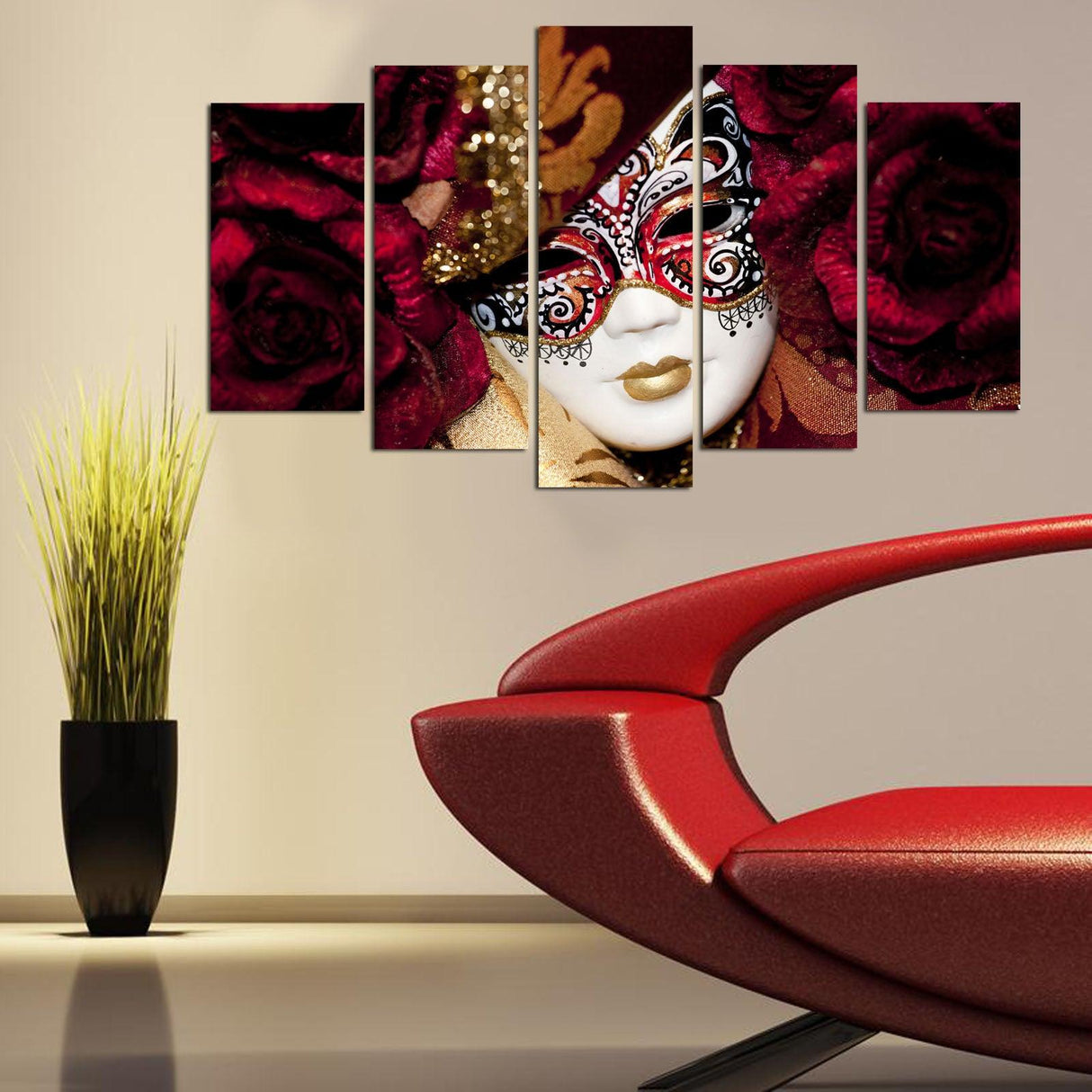 Tablou MDF ( 5 buc ) Geisa, Multicolor, 60x110 cm