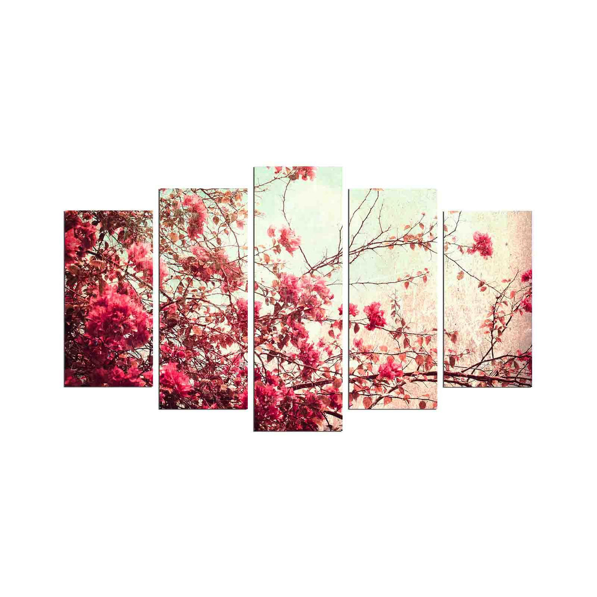 Tablou MDF ( 5 buc ) Gradina Japoneaza, Multicolor, 60x110 cm