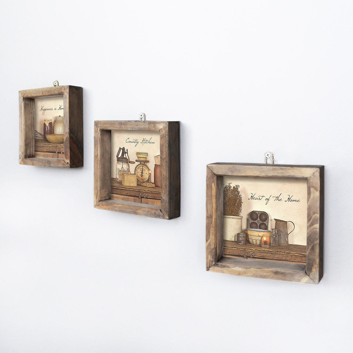 Tablou MDF cu rame Bucatarie Quotes, Multicolor, 15x15 cm, 3 bucăți