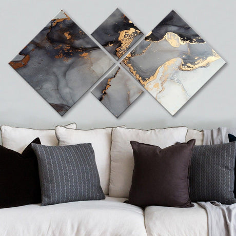 Tablou MDF Noapte, Alb - Gri, 115x60 cm