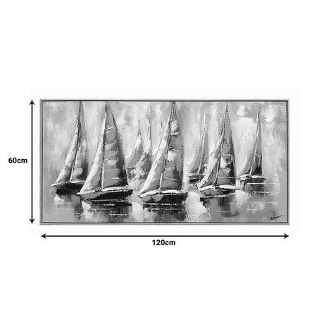 Tablou pe pânza cu rama Yelkan, Pânza și lemn, Multicolor, 120x60 cm