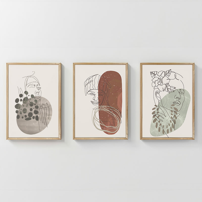 Tablou triptic Aelra, Lemn, Multicolor, 33x48 cm