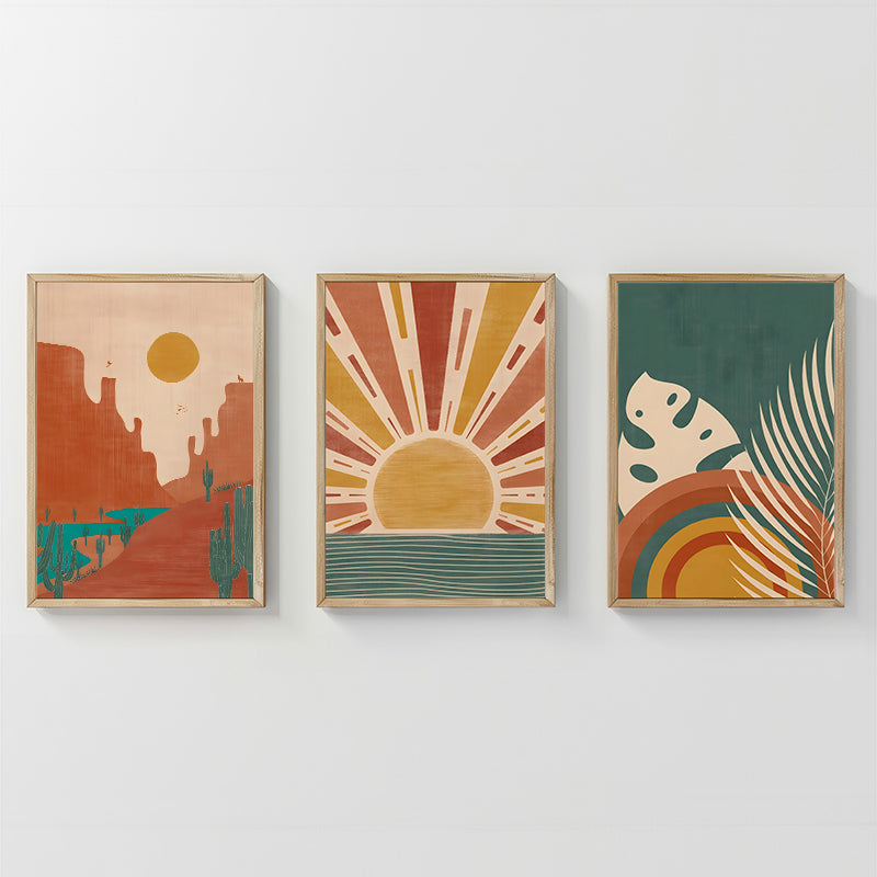 Tablou triptic Bemvy, Lemn, Multicolor, 33x48 cm