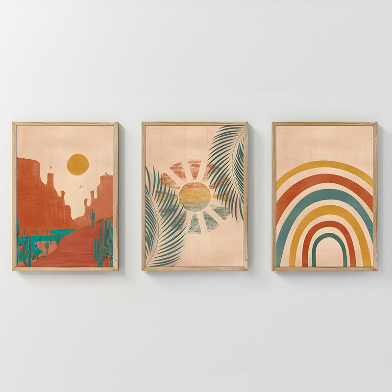 Tablou triptic Delea, Rama lemn, Multicolor, 33x48 cm